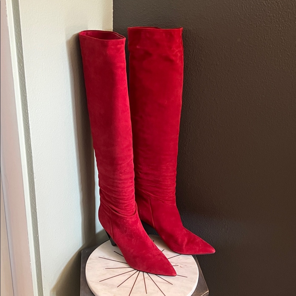 Marc Fisher, size 9.5, Red Suede, Over the Knee Boots, STUNNING